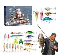 Fishing Lure Advent Calendar 2025, 24 Days Christmas Countdown Fishing Tackle Advent Calendar, Fish Bait Accessories Lure Kits Xmas Surprise for Boys and Men (White)