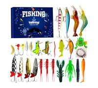 Fishing Lure Advent Calendar 24 Unique Lures Countdown Christmas Advent Calendar 2025 Fishing Gift for Fishermen Adult Teen Boys Mystery Tackle Box Surprise (A)