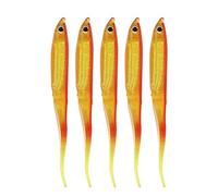 Fishing Lure Bait Soft Silicone Simulation Fish Shape Lifelike Swimming Action Bright Colors for Freshwater Fishing 5Pcs Blue Leopard Green Leopard Black Pink Orange Red (Orange Red)