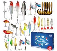 Fishing Lure Christmas Advent Calendar,24 Days Fishing Tackle Set for Fisher Adult Men Teen Boys Catch Fish Enthusiast,2026 Christmas Countdown Surprise Gift for Fishing Lover