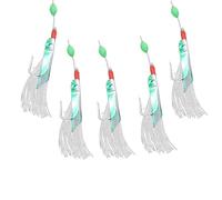 Fishing Lure Hooks, Glowing Herring Bait Accessories, 5-Piece Set with Bright Light Ribbon and Barbed Hook, Tackle Rigs for Freshwater and Saltwater Fishing