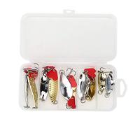 Fishing Lure Kit 10pcs Sequins Hard Artificial Bait with Strong Hook Reflective Surface for Freshwater Saltwater Fishing Metal Steel Material Bright Colors Various Sizes (XLT-1)