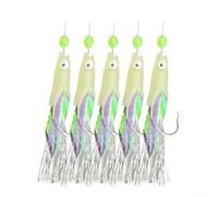 Fishing Lure Kit 5 pcs with Glow Hooks for Deep Sea Use, Includes Snap Links for Fast Rig Changes and Carbon Steel Hooks for Reliable Performance (2#)