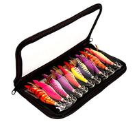 Fishing Lure Kit Artificial Shrimp Bait Fake Shrimp Squid Hook Rig Luminous Soft Wooden Wrapped Prawn for Night Dawn Fishing 10PCS Luminous Shrimp Bait Artificial Soft Bait Set Fake Shrimp Hooks
