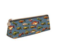 Fishing Lure Print Triangular Pencil Case Stationery Organizer Pouch Daily Travel Office Accessory