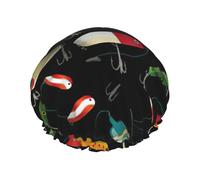 Fishing Lure Print women Shower Caps Bath Cap Reusable Waterproof Double Layers Hair Cap Comfort