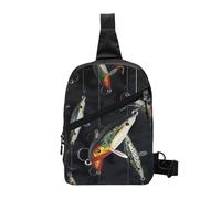 Fishing Lure Printed Chest Bag Shoulder Sling Bag for Men Women, Foldable Outdoor Crossbody Chest Packs Sport Daypacks