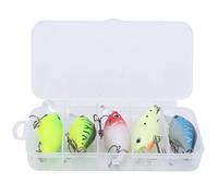 Fishing Lure Set 5Pcs Colorful Artificial Little Fat Fish Bait Kit with 3D Eyes High Hit Rate for Freshwater Saltwater Fishing ABS Metal Steel 6cm