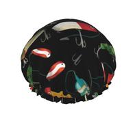 Fishing Lure Shower Cap With Elasticated, Waterproof Shower Cap Double-Layered Reusable, Ear Muffs For Men, Women Women.