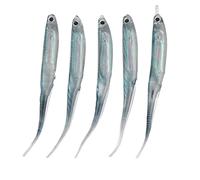 Fishing Lure Simulation Bait Soft Silicone Artificial Fish Shape Lure Tackle for Fresh Water Fishing 5Pcs Multi Color 9.5cm (Blue)