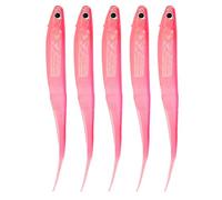 Fishing Lure Simulation Bait Soft Silicone Artificial Fish Shape Lure Tackle for Fresh Water Fishing 5Pcs Multi Color 9.5cm (Pink)