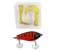 Fishing Lure Slow Sinking Realistic Fish-Shaped Body 3D Eyes Replaceable Soft Tail Reflective Finish High Visibility 10cm 72g Dual Treble Hooks for Bass Pike Walleye(100mm 72g/76.5g 5#)