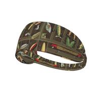 Fishing Lure Style Printed Running Headband Women, Foldable Adjustable Width, Non Slip for Workout Washing and Spa