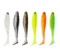 Fishing Lures 3.15 Inch Pike Lures 30Pcs Soft Paddle Tail Swimbaits in 6 Plastic Tackle Set for Sea Bass Pike Trout, Crappie