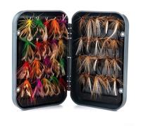 Fishing Lures 40pcs, Artificial Bait with Imitation Butterfly Hook, Lifelike Dry Flies with Peacock Hair, Multi-color Trout Fishing Kit for Stream River Lake