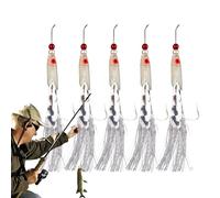 Fishing Lures, 5 x Lures for Bars - Trolling and Drifting Equipment with Realistic Soft Lures with Feathers for Pike, Pike, Cod, Mackerel and Moonfish