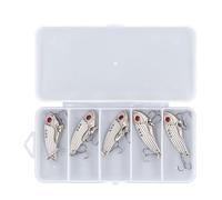 Fishing Lures Blade Baits High Carbon Steel Hard Bait Fishing Supplies with Storage Box for Freshwater Saltwater Silver 5PCS (3.5g)