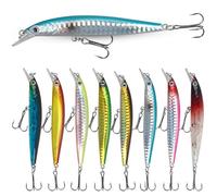 Fishing Lures Hard Crankbait Swimbait Minnow Baits Bass Walleye Lure | 8pcs Bass Trout Salmon Pike Lure Kit, Carbon Steel Treble Hooks, Deep Diving Rattle Topwater Lures, Saltwater Freshwater