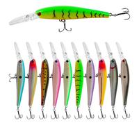 Fishing Lures Kit,10pcs Hard Baits Minnow Deep Diving Jerkbait Crankbait Swimbait Lifelike Walleye Fishing Lures for Bass Trout Salmon Pikes Freshwater Saltwater Trolling Lures