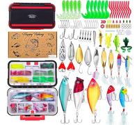 Fishing Lures Kit for Freshwater Tackle Box Kit for Bass Trout, Birthday Gifts for Men Dad Husband Boys Beginner, Bait & Other Accessories Fishing Gear Gifts Ideas 105pcs Black
