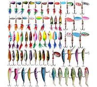 Fishing Lures Kit Spoon Spinnerbaits Swimbait Crankbaits Minnow Variety Kit Rooster Tail Trout Spinner Salmon Spoons Walleye Assorted Metal Hard Lures Spinners Bait(KITS-66PCS)