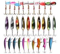 Fishing Lures Kit Spoon Spinnerbaits Swimbait Crankbaits Minnow Variety Kit Rooster Tail Trout Spinner Salmon Spoons Walleye Assorted Metal Hard Lures Spinners Bait(CK301)