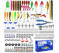 Fishing Lures Kit with Tackle Box: Lifegogo 332Pcs Sea Fishing Lures with Spinners Poppers Plastic Worm Hooks Pliers and More Baits Tackle Set for Fishings Pike Freshwater and Bass