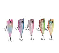 Fishing Lures Plastic Mini Popper Floating Artificial Bait with Steel Ball Vibration for Freshwater Saltwater Anglers 5PCS Color as Shown 4cm 34g