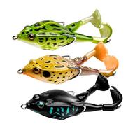 Fishing Lures Set,Floating Lures Life-Like Swimming Swimbait for Trout Bass Perch Pike-Frog Lure Silicone Double Propeller Frog Bait Soft Simulation for Freshwater Saltwater 3PCS