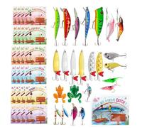 Fishing Lures - Set of 24 Lures and Hooks - Complete Fishing Set for Outdoor Sports Freshwater Saltwater Marigane Salmon Catfish and Shrimp