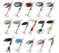 Fishing Lures Spinner Bait Set, 5pcs/10pcs/16pcs Multi Colored Fishing Spinner Lure Hard Metal Spoon Lure Rooster Tail Spinnerbait for Perch Pike Trout Salmon Walleye (16pcs Lures Kit)