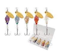 Fishing Lures Spinner Baits - Animation Swimming and Jig for Fishing - Simulated Five Piece Vibrating Bait with Hooks for Men, Designed for Outdoor Adventures and Saltwater Camping