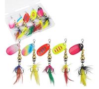 Fishing Lures Spinner Baits Kit Hard Metal Fishing Spinnerbaits Spoon Lures Set Multicolor Lifelike Rotating Spinner Swimbaits for Trout Salmon Bass Walleye (5pcs-Weight:6.8~7.2g)