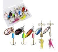 Fishing Lures Spinner Baits Kit Hard Metal Fishing Spinnerbaits Spoon Lures Set Multicolor Lifelike Rotating Spinner Swimbaits for Trout Salmon Bass Walleye (5pcs-Weight:7.1~8.2g)