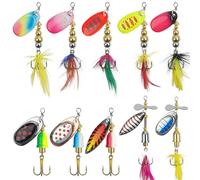 Fishing Lures Spinnerbait Kit Rooster Bait Tail Fishing Lures Inline Spinner Baits Bass Salmon Trout Spoon Hard Metal Spinnerbaits for Saltwater Freshwater