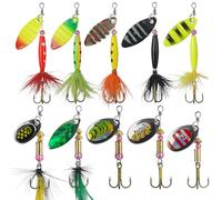Fishing Lures Spinnerbait Kit Rooster Bait Tail Fishing Lures Inline Spinner Baits Bass Salmon Trout Spoon Hard Metal Spinnerbaits for Saltwater Freshwater