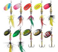 Fishing Lures Spinnerbait Kit Rooster Bait Tail Fishing Lures Inline Spinner Baits Bass Salmon Trout Spoon Hard Metal Spinnerbaits for Saltwater Freshwater