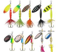 Fishing Lures Spinnerbait Kit Rooster Bait Tail Fishing Lures Inline Spinner Baits Bass Salmon Trout Spoon Hard Metal Spinnerbaits for Saltwater Freshwater