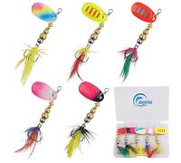 Fishing Lures Spinnerbait Kit, Rooster Tail Fishing Lures Inline Spinner Baits Trout Spoon Hard Metal Spinnerbaits with Treble Hooks for Bass Trout Salmon Saltwater Freshwater