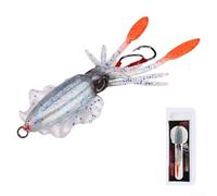 Fishing Lures Squid Trap Style with Soft Rigged Fish Fin and UV Luminous Jig for Night Fishing and Improved Attraction of Tuna Grouper and More (A1066)