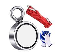 Fishing Magnet, 1000 lb(454 kg) Pulling Force Double Sided Strong Neodymium Magnet Fishing Kit with Rope and Gloves, Perfect for Salvage in River - 75mm Diameter