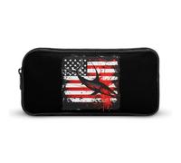 Fishing Marlin Swordfish Fish 4th of July American Flag USA Large Pencil Case Big Capacity Pencil Pouch Pen Bag Marker Pen Case for Women Men