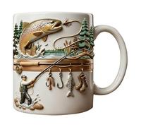 Fishing Mugs for Men | 350ml Ceramic Funny Novelty Desk Decor,Fly Fishing Coffee Mug,for Cold Weather Outdoor Water Campfire Tea Hiking Adventure Game Home Camping Party Whiskey Beer