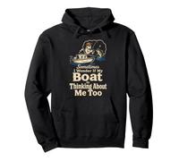 Fishing My Boat Is Thinking About Me Too Funny Angler Gift Pullover Hoodie