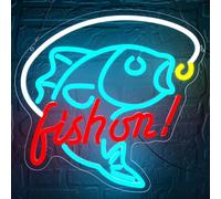 Fishing Neon Sign for Wall Decor Fishing Neon Light for Man Cave personalised LED Light Up Sign for Shop Fishing Gear Store Fisher Club Birthday Gifts Wall Art Size 12.9 * 12.9(CP051)