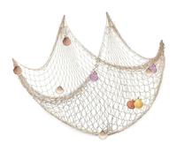 Fishing Net Decoration with Sea Shells, 6.56 * 3.28ft Nautical Decorative Fishing Wall Nets Mediterranean Style Fish Net for Party Home