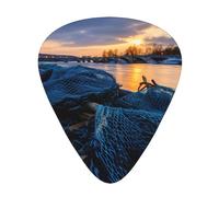 Fishing Net print Celluloid Guitar Plectrums for Acoustic Guitar Bass,Guitar Picks with Organizer Box