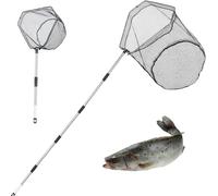 Fishing net with Handle, Adjustable 43-80" Stainless Steel Extension Rod - Durable for Fishing & Easy Fish Catching