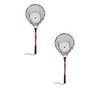 Fishing Net With Handle, Fly Fishing Nets For Trout, Portable Foldable Landing Net, Non Slip Fishing Gear Telescopic Net, Silicone Mesh Fish Net With Hook For Men Women (2 PACK)