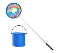 Fishing Nets For Kids And Foldable Bucket Set - Colorful Telescopic Bu-tterfly Net, Extendable Fishing Nets For Beach (Form 41 To 90cm) For Kids Catching I-nsects B-utterfly Fish Bird Outdoor